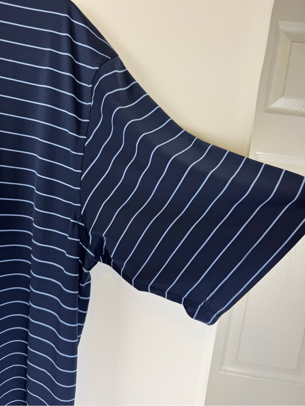 Pebble Beach Performance Golf Polo Shirt Men’s XXL Navy Blue Striped Moisture Wi - Picture 12 of 14
